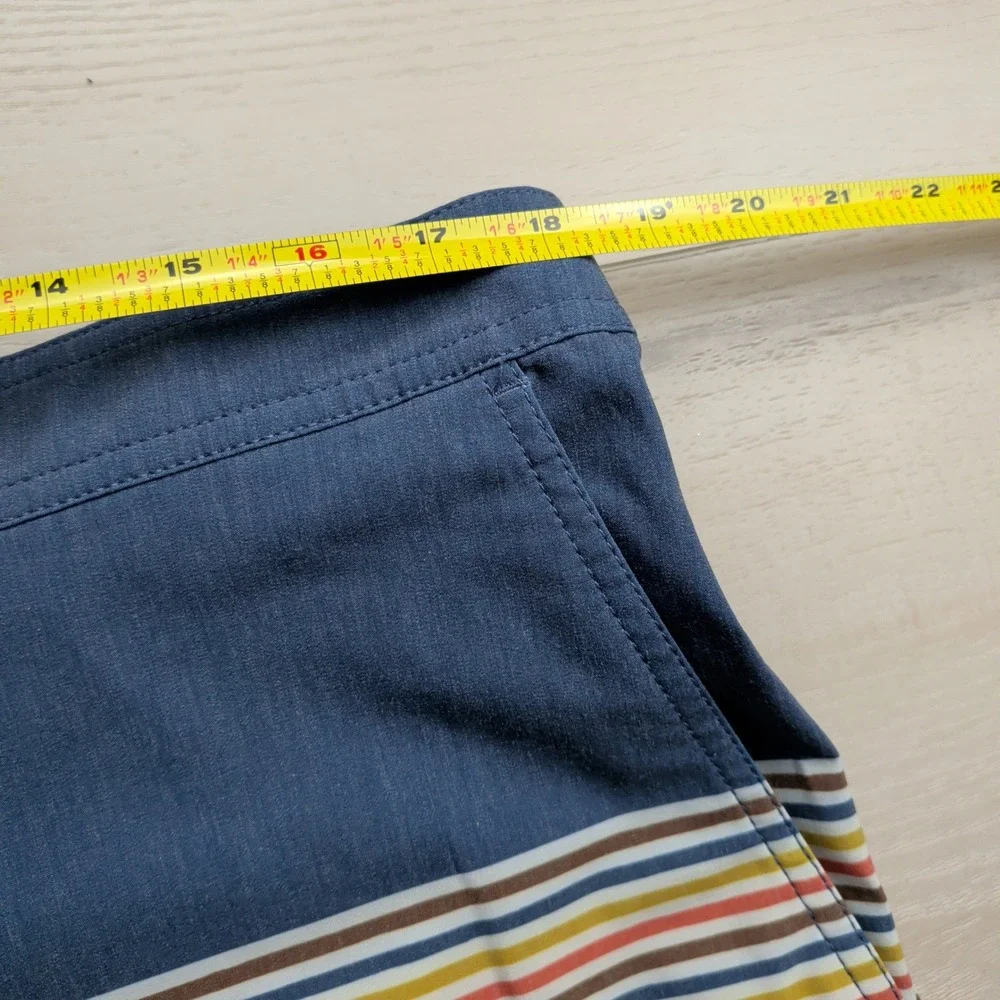 Katin‎ Board Shorts Mens 36 Blue Striped Retro Surf Trunks Swim Beach